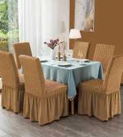 Brown 6 pcs Chair Cover